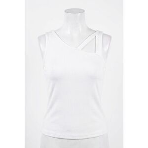 NEW WHITE BIRCH strappy neck ribbed tank in off white